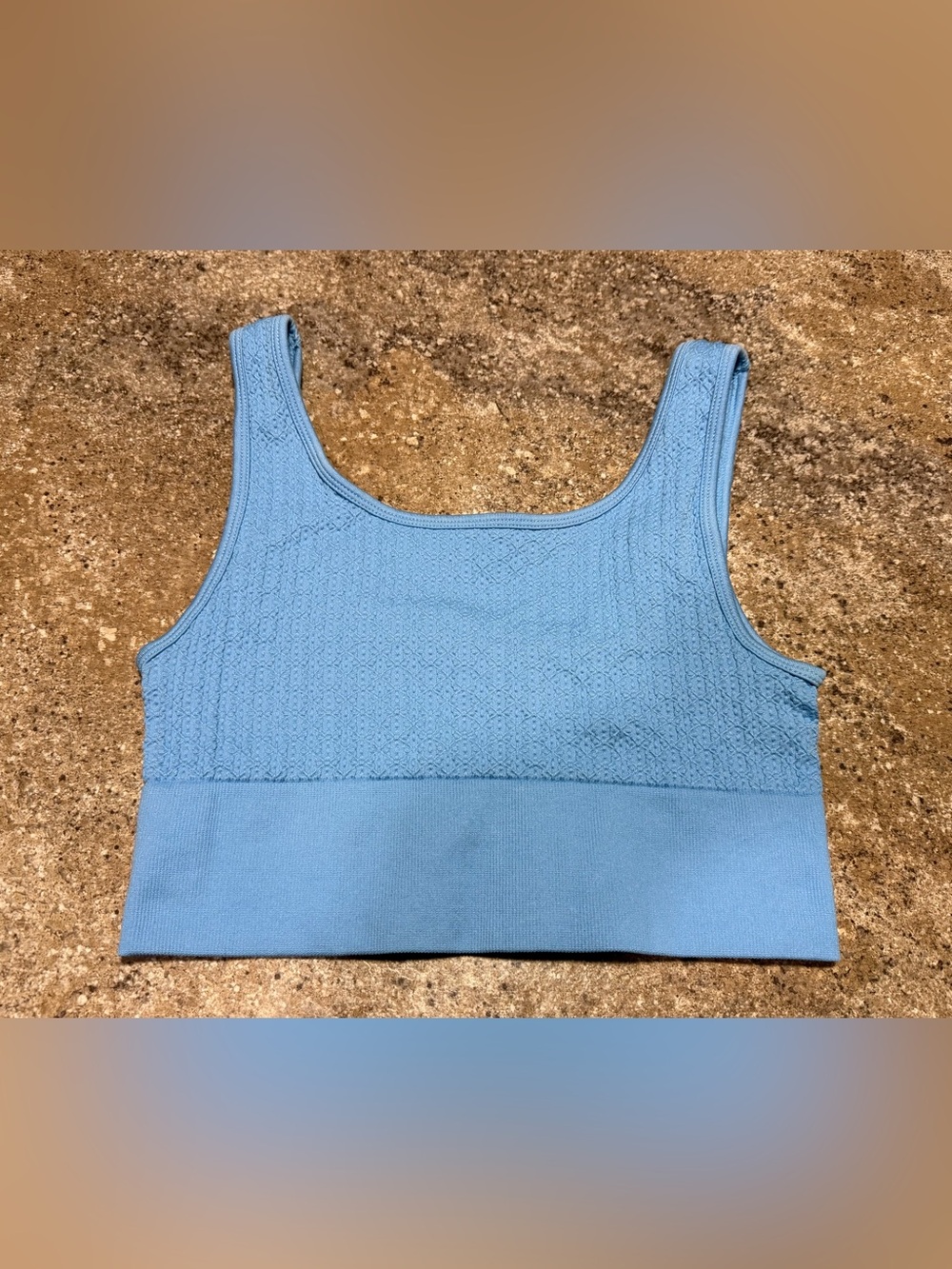 Yogalicious Blue Waffle Knit Seamless Melanie Sports Bra Crop Top Women’s Medium